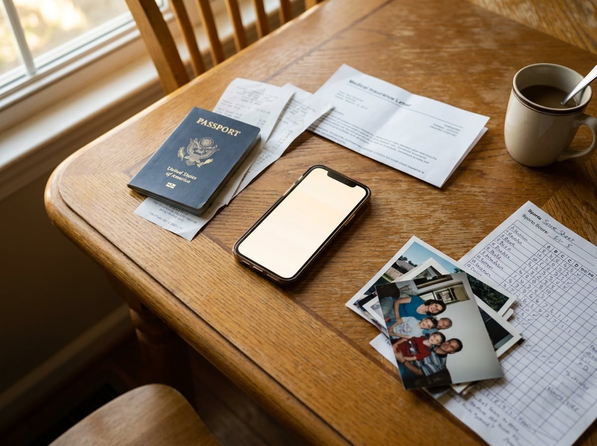 Passport, receipts, photos and records around one phone