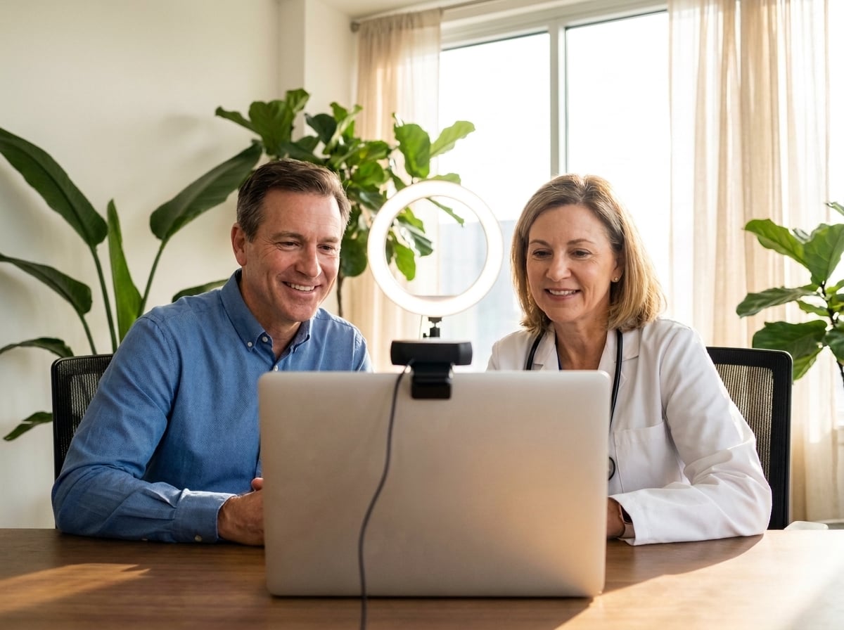 Two people co-hosting a live webinar